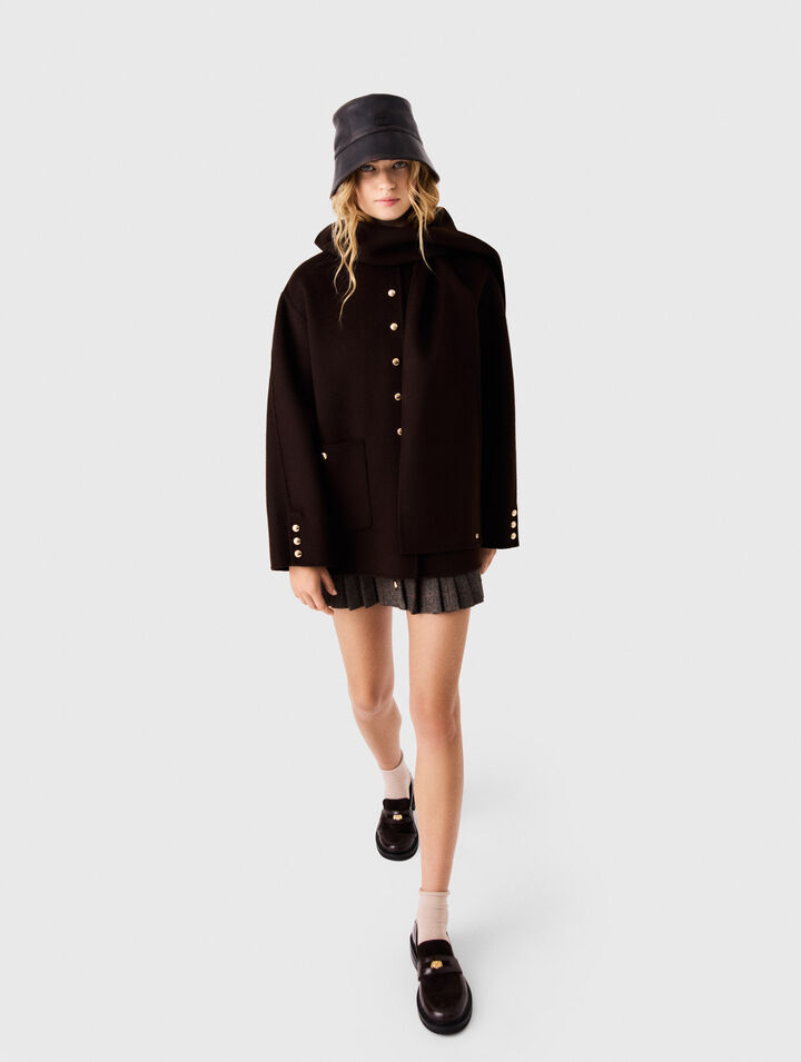 Cappotto in lana sciarpa rimovibile
