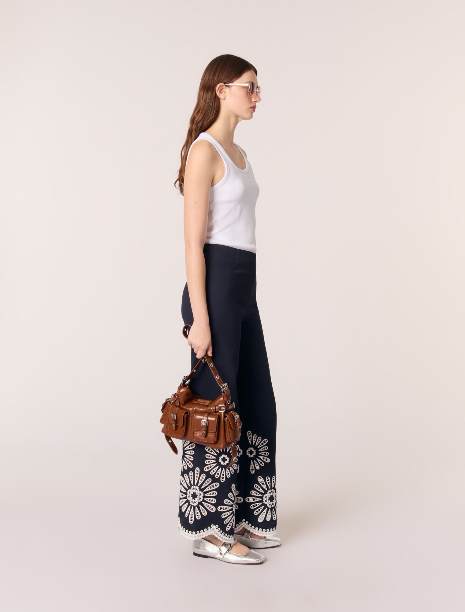 Pantaloni con dettagli in crochet