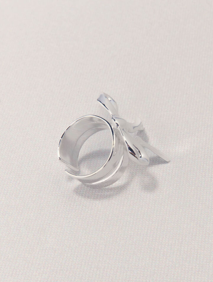 Anello aperto con fiocco argentato