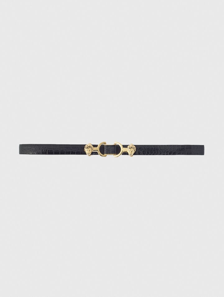 Cintura fine in pelle fibbia leone