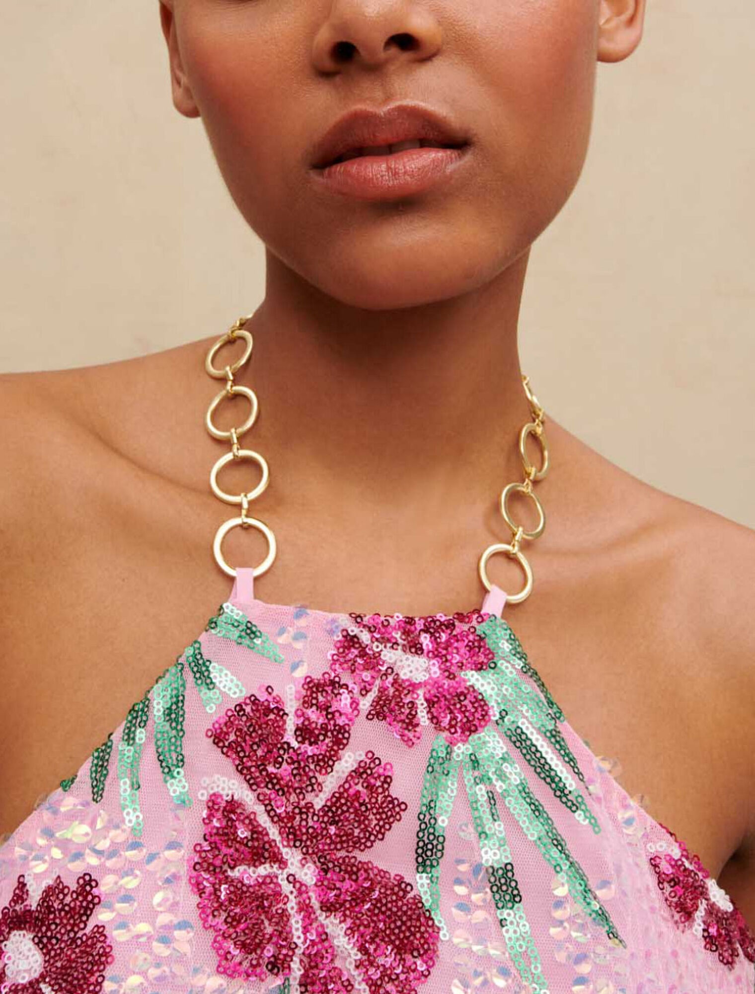 Top con paillettes ibiscus