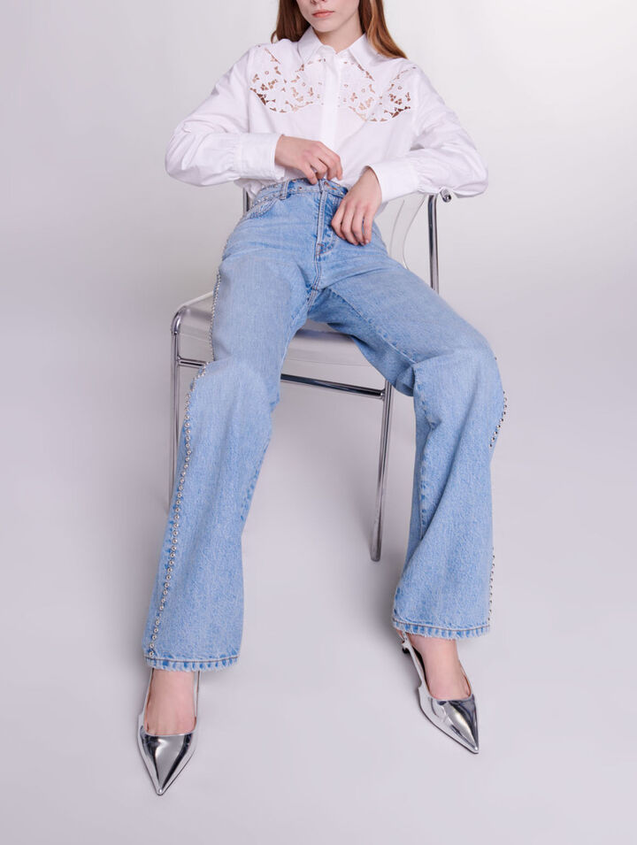 Jeans larghi borchiati