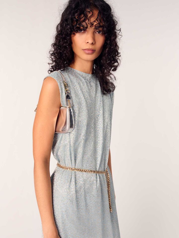Abito lungo con mantello in lurex