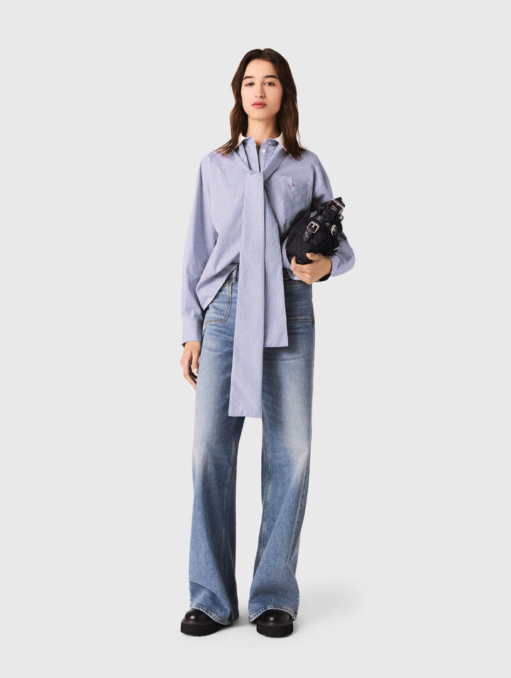 Camicia a righe con fiocco