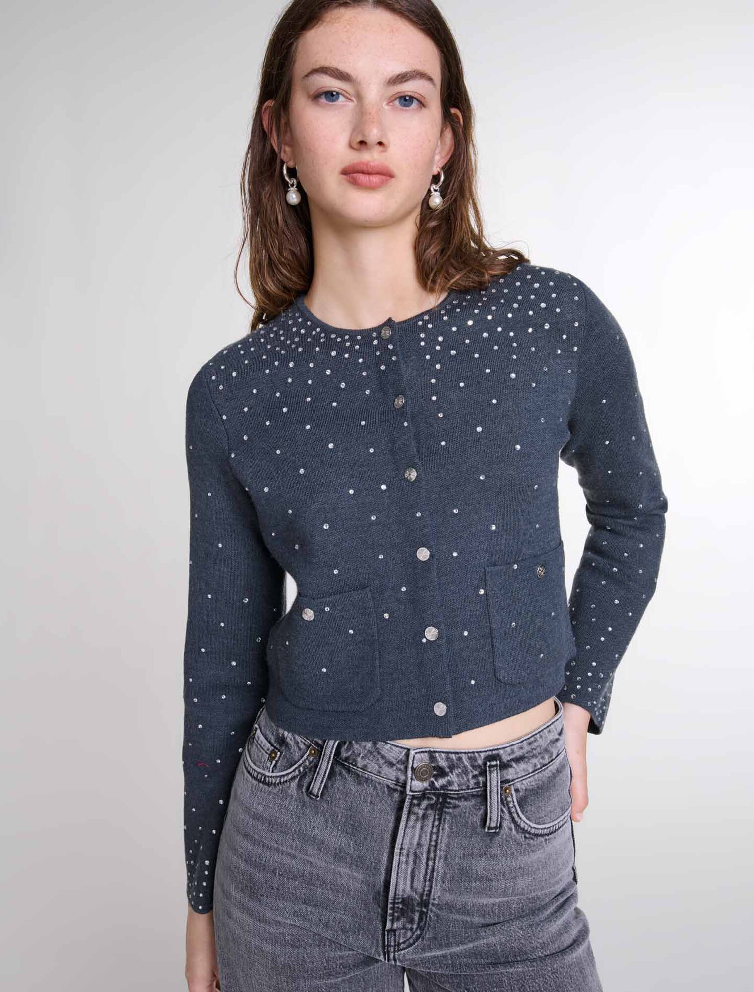 Pullover in maglia a strass