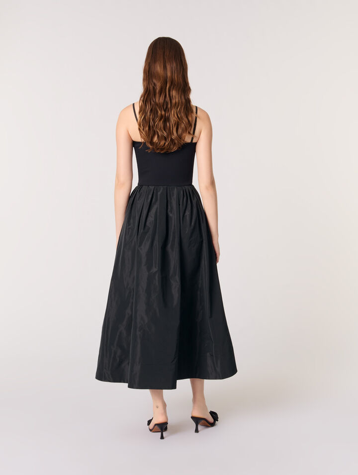 Abito bustier in maglia e taffetà