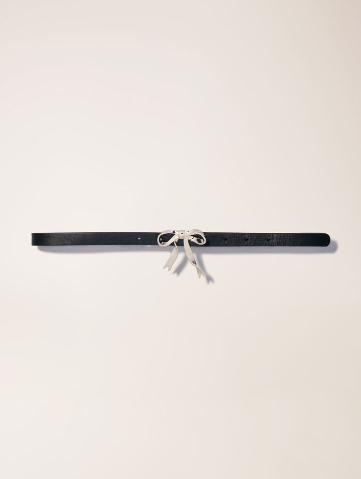 Cintura sottile in pelle con fiocco