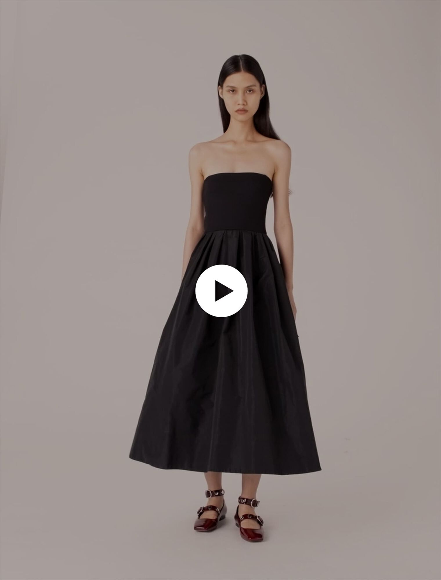Abito bustier in maglia e taffetà