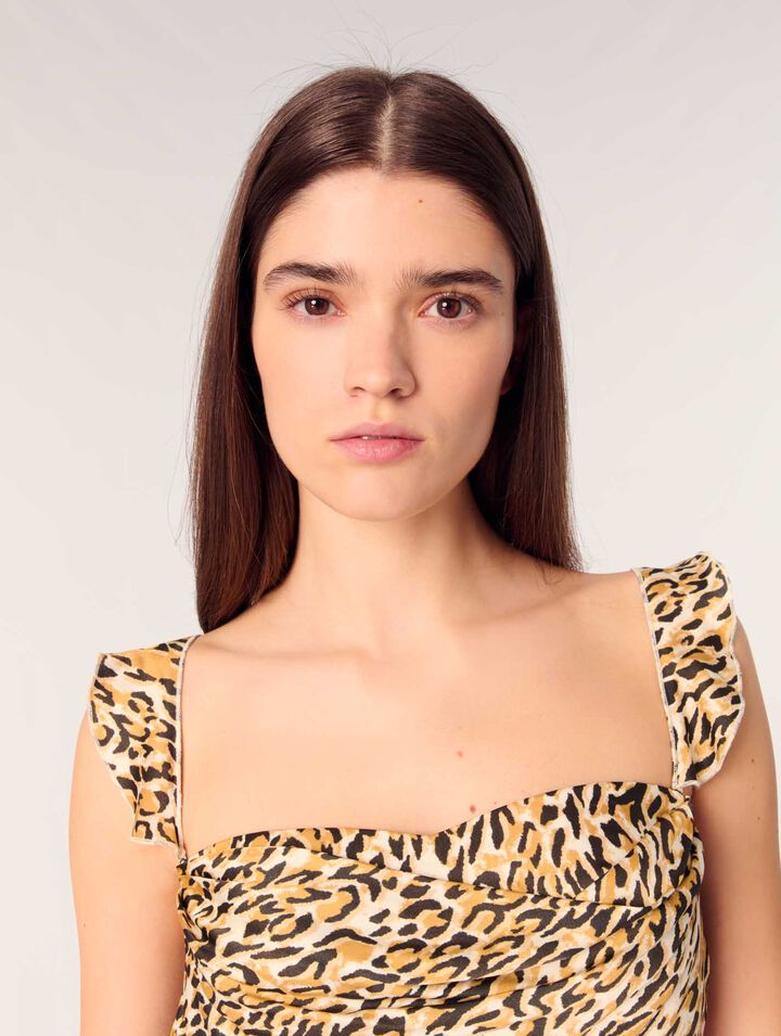 Abito corto con stampa leopardata