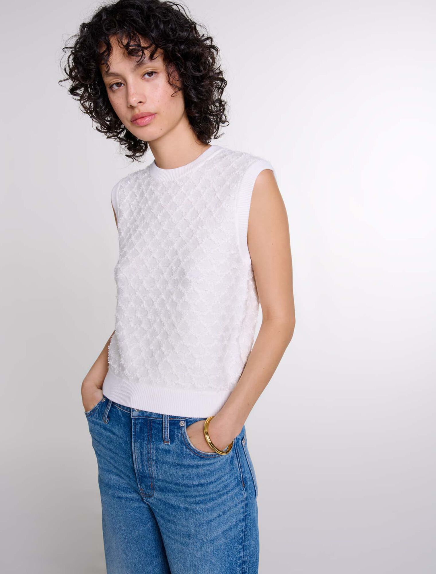 Maglione senza maniche in maglia
