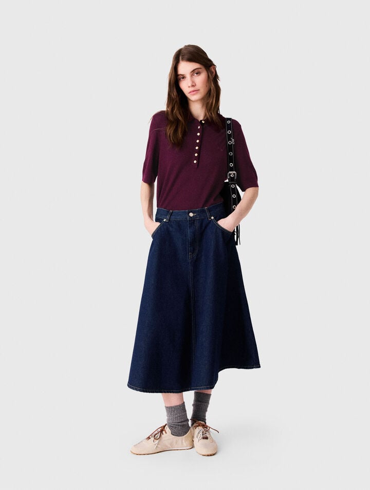 Gonna midi svasata in denim