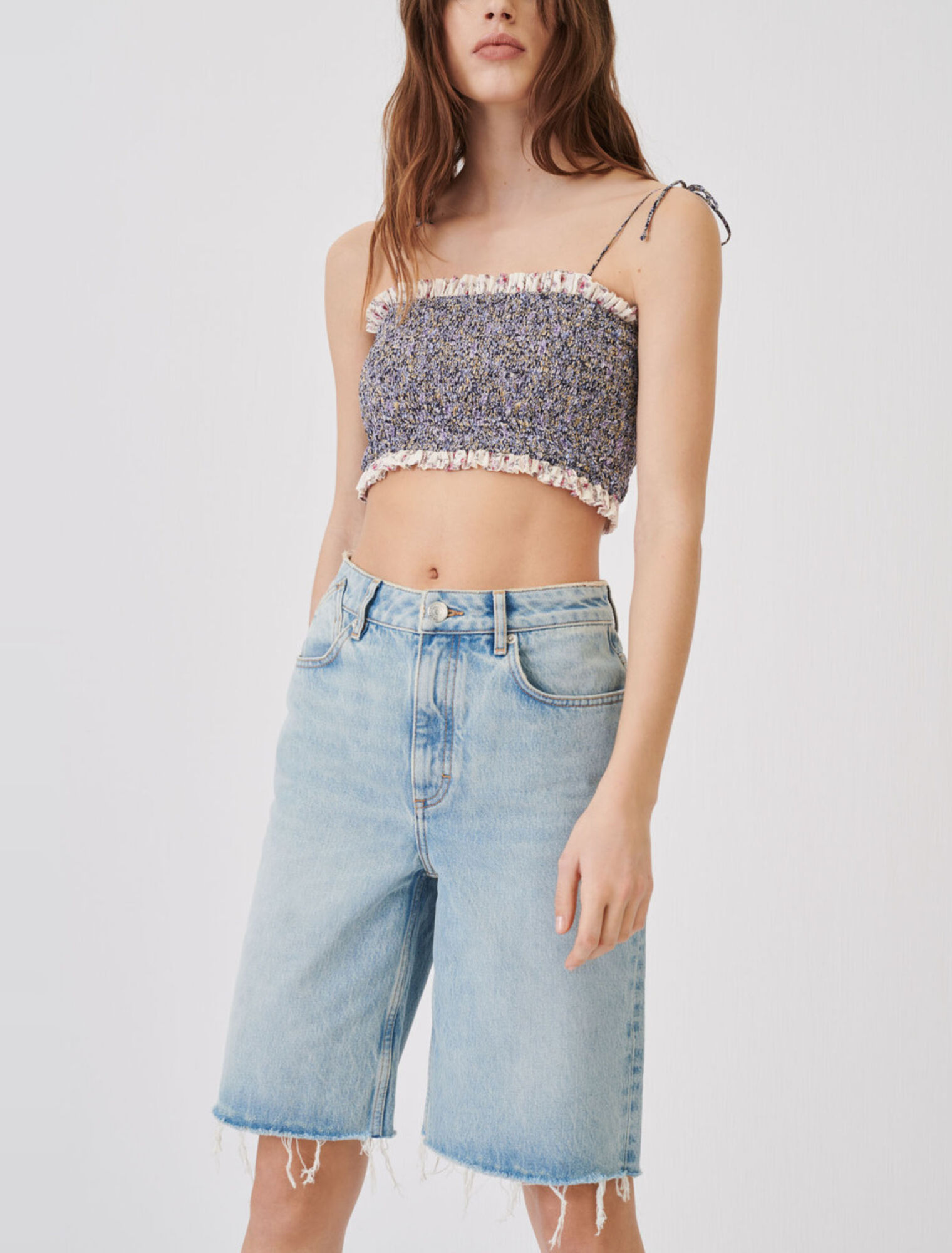 Pantaloncini in denim a gamba dritta