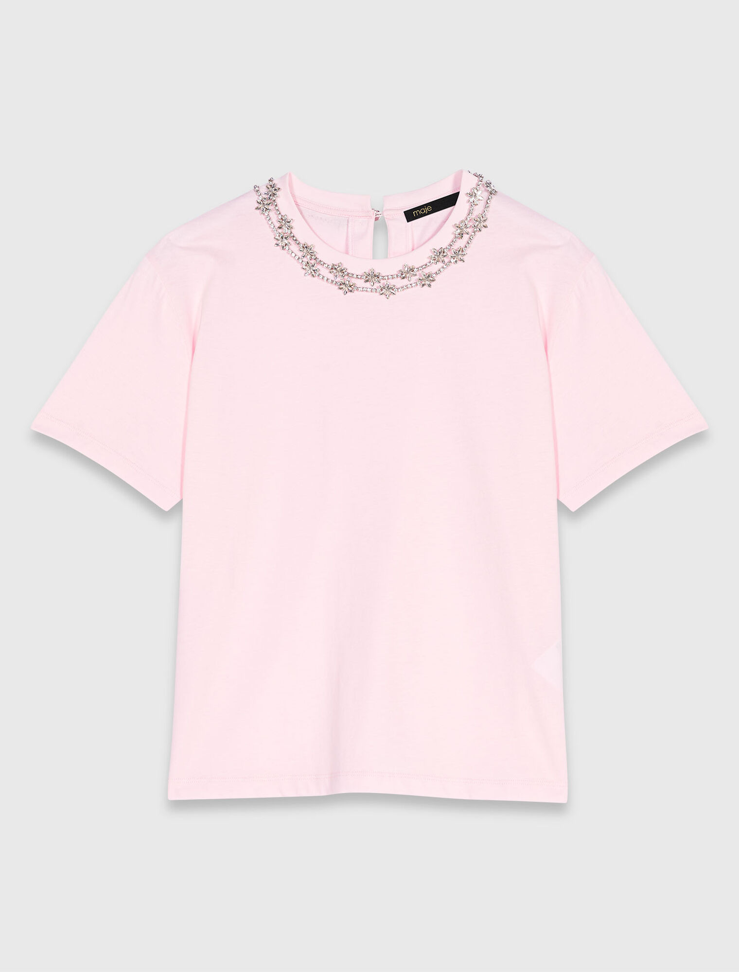 T-shirt maniche corte scollo bijou