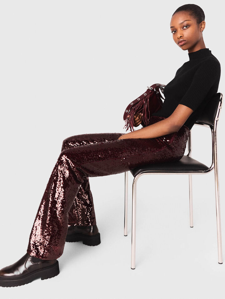 Pantaloni ricamati con paillettes