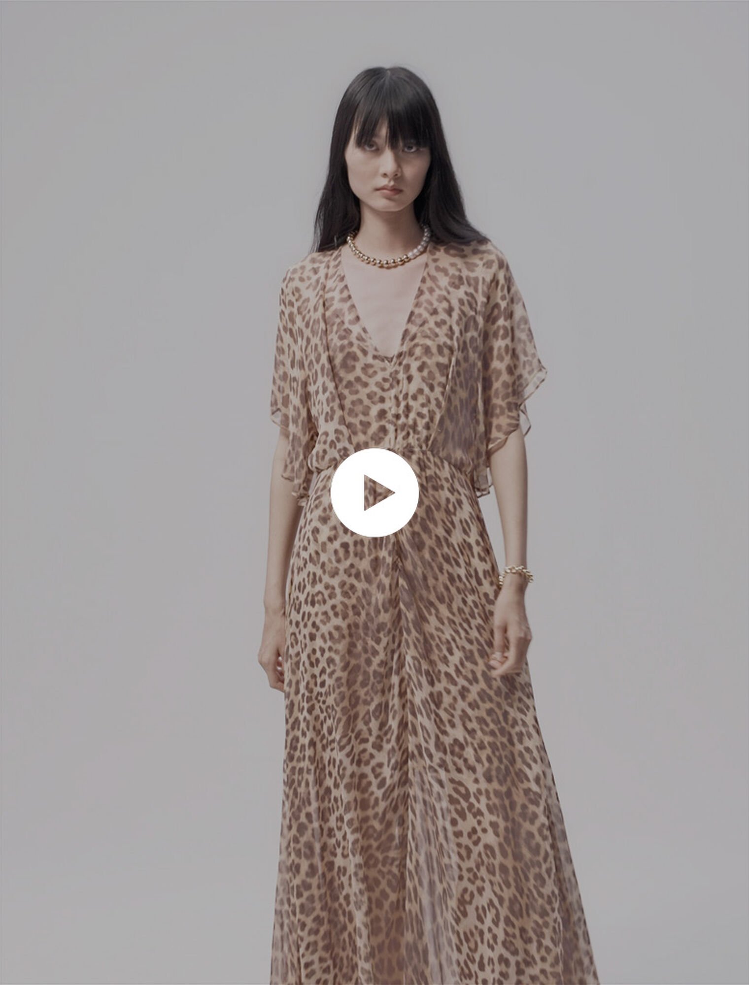 Abito lungo con stampa leopardata