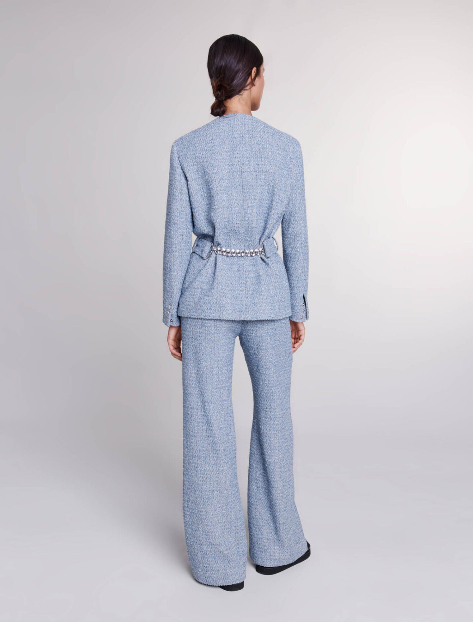 Giacca con cintura in tweed