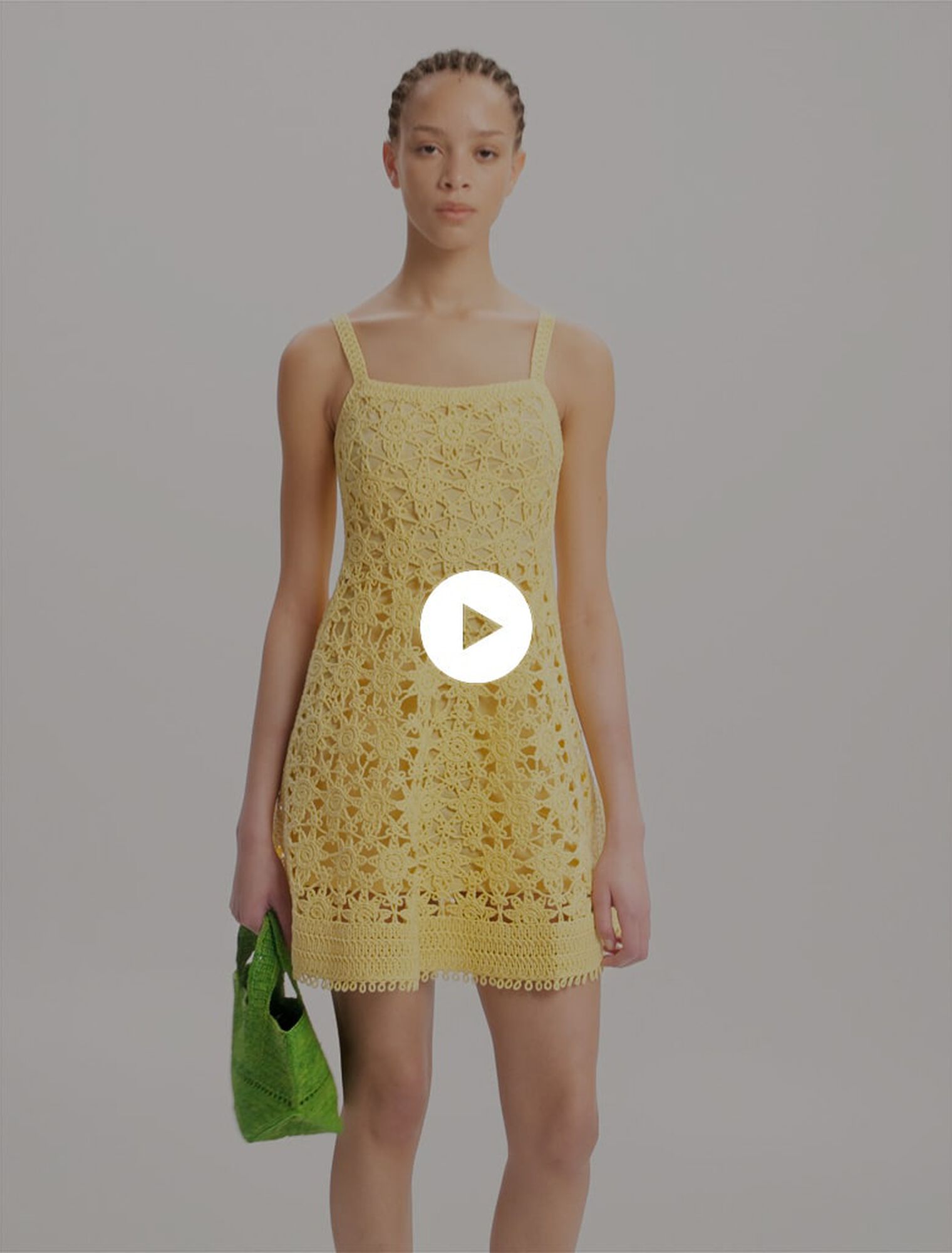 Abito corto con spalline in crochet