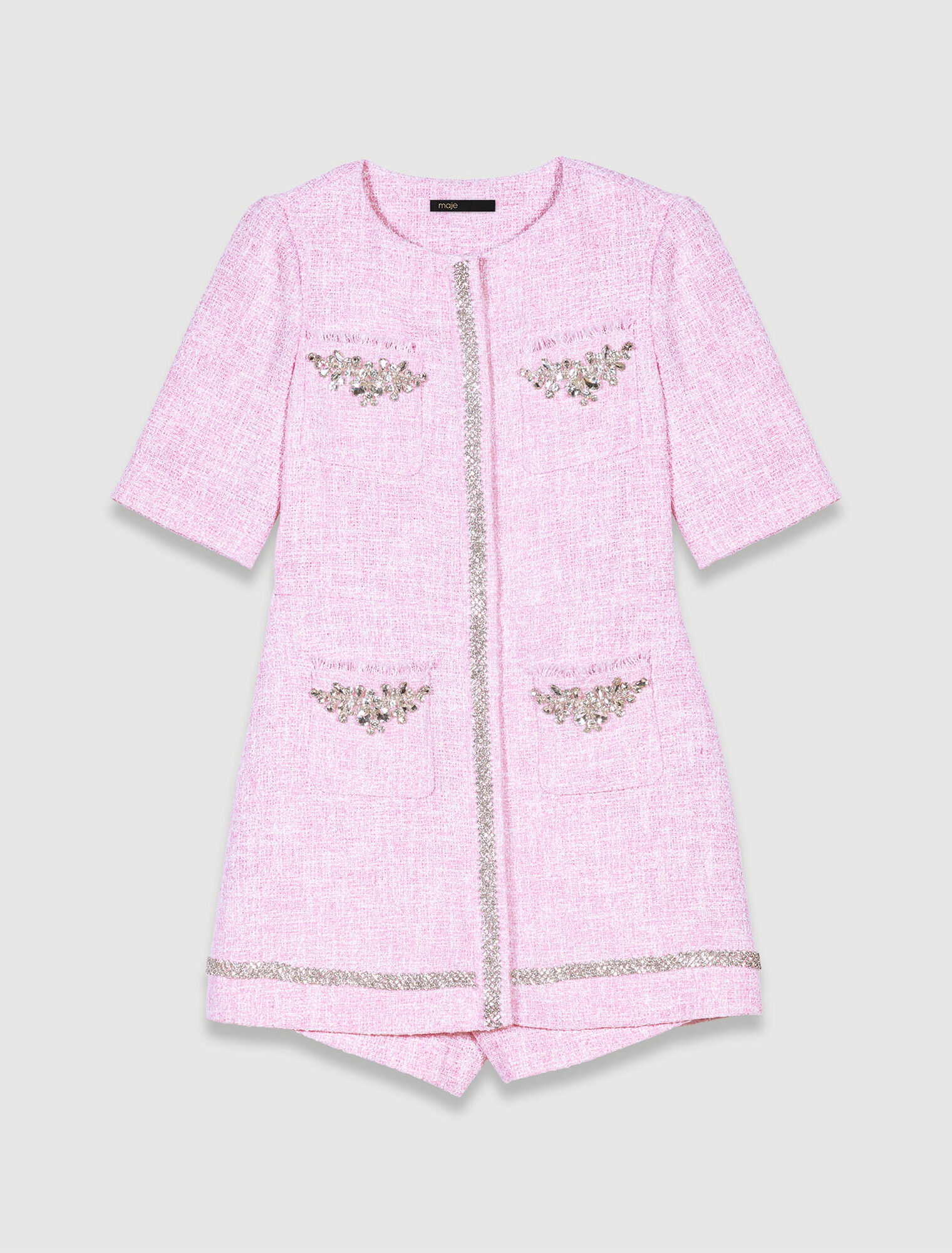 Tutina corta in tweed con strass