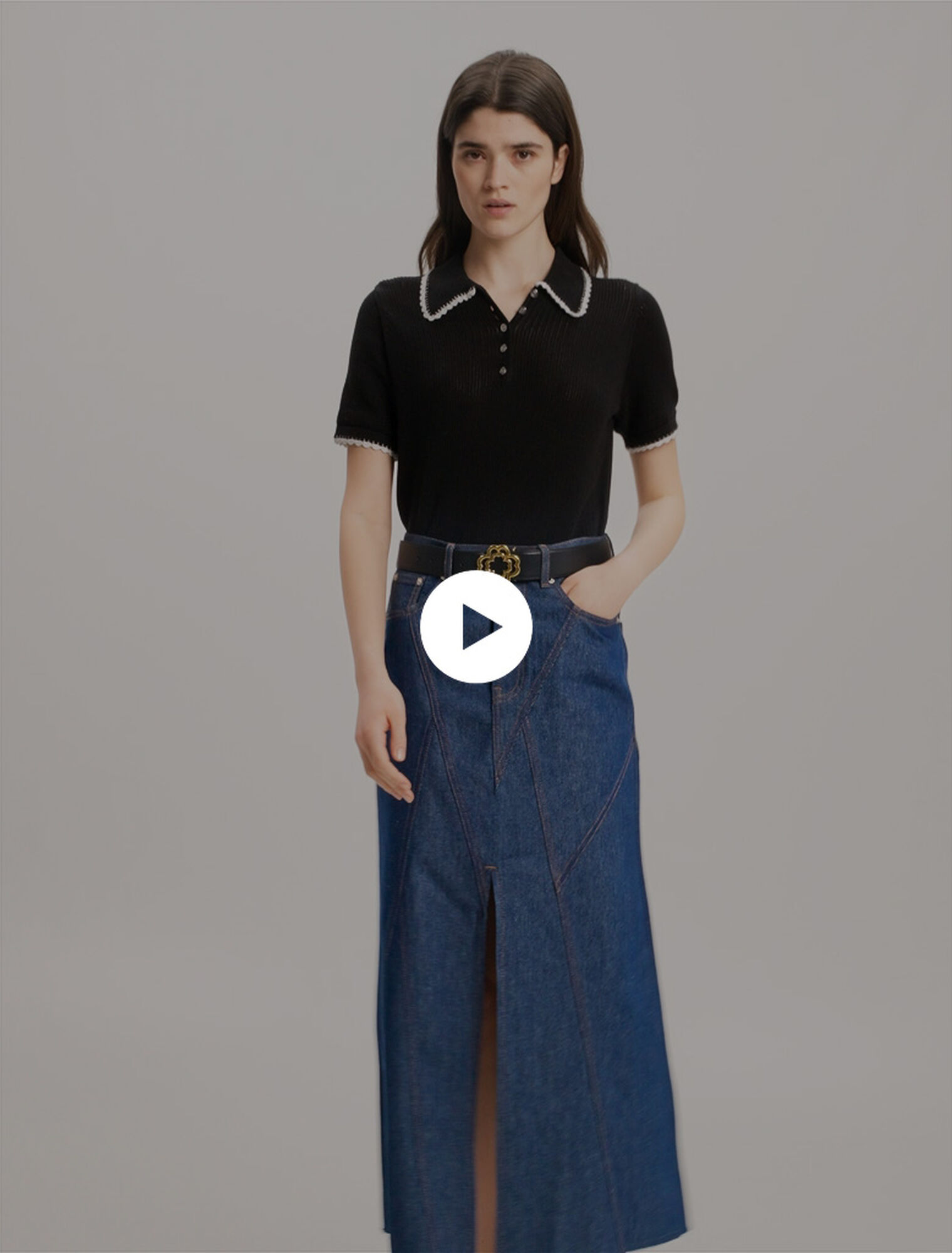 Polo in maglia pointelle