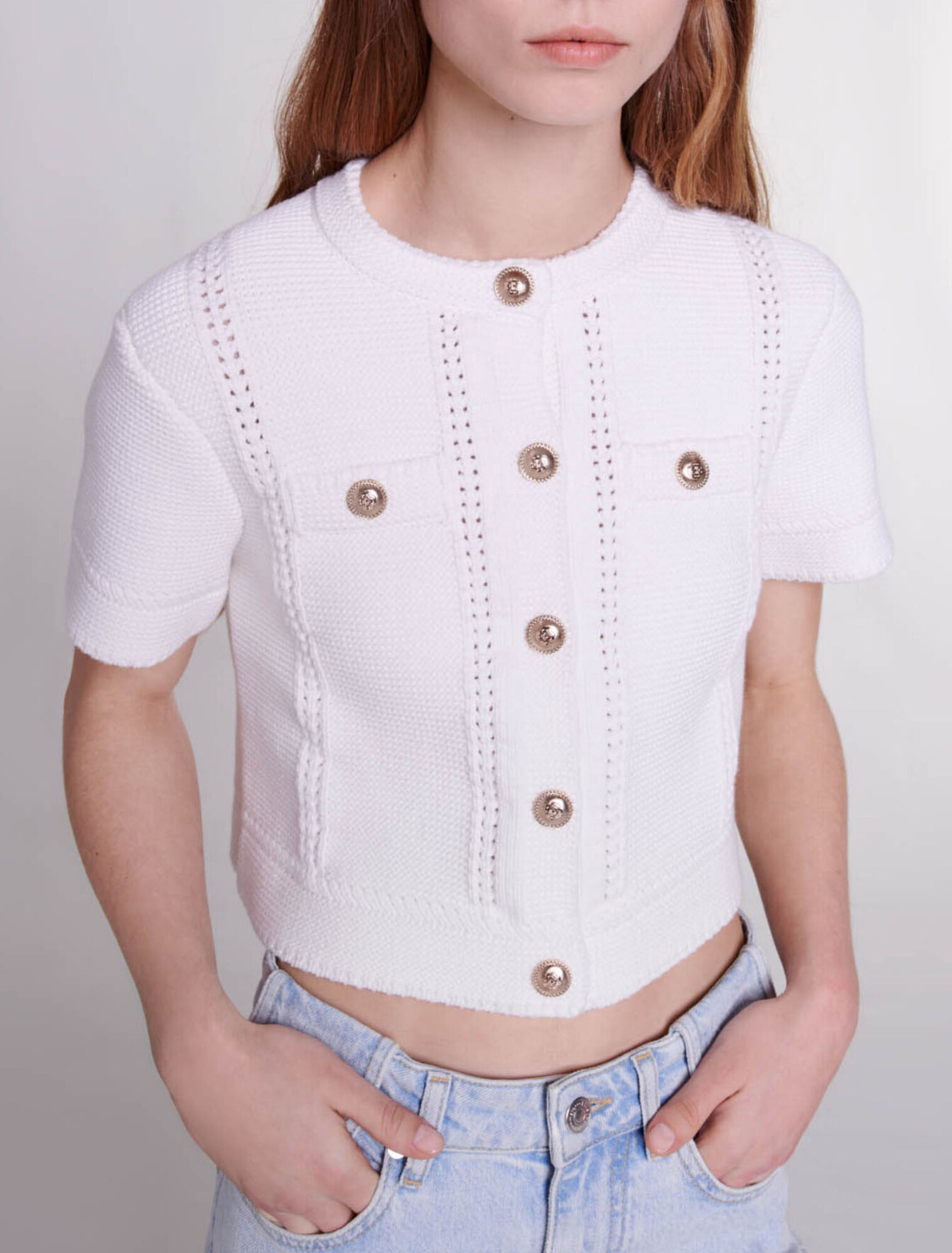 Cardigan in maglia a maniche corte