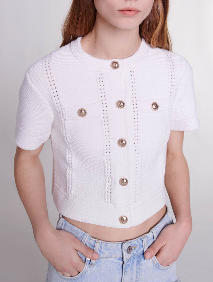 Cardigan in maglia a maniche corte