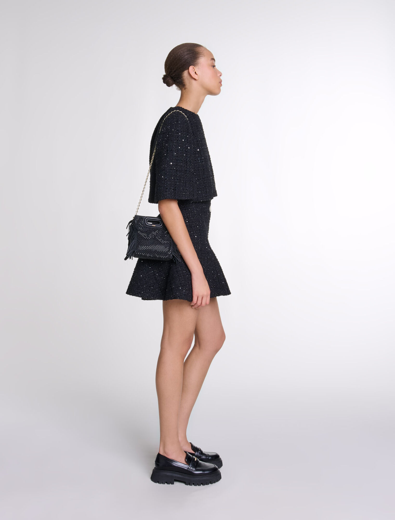Abito corto 2 in 1 in tweed