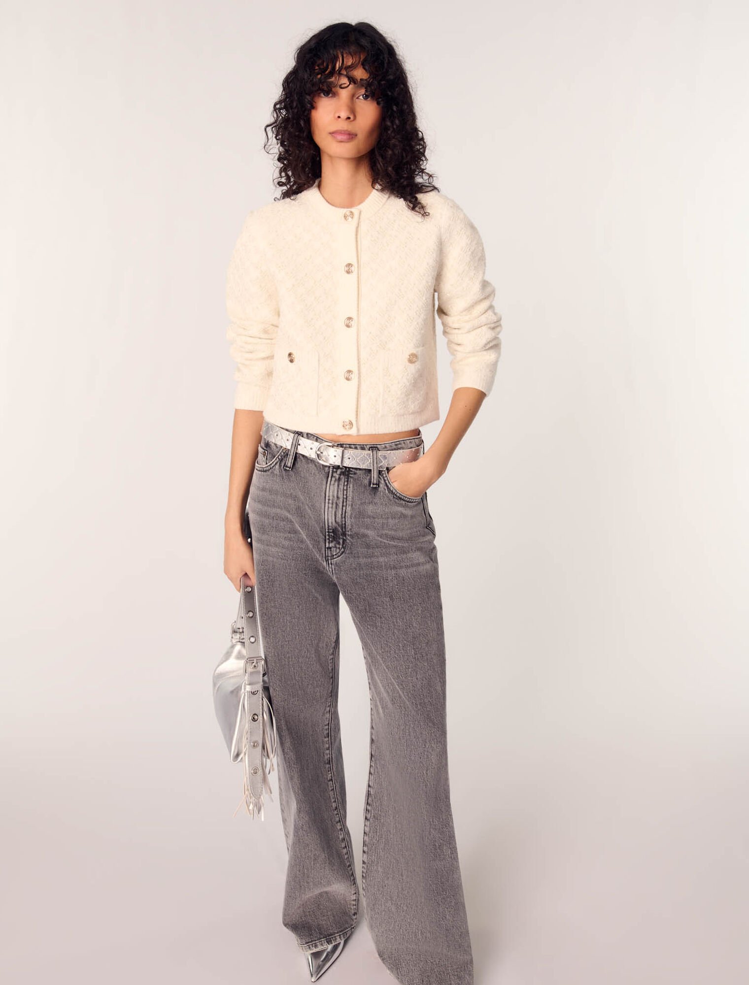Cardigan corto effetto tweed