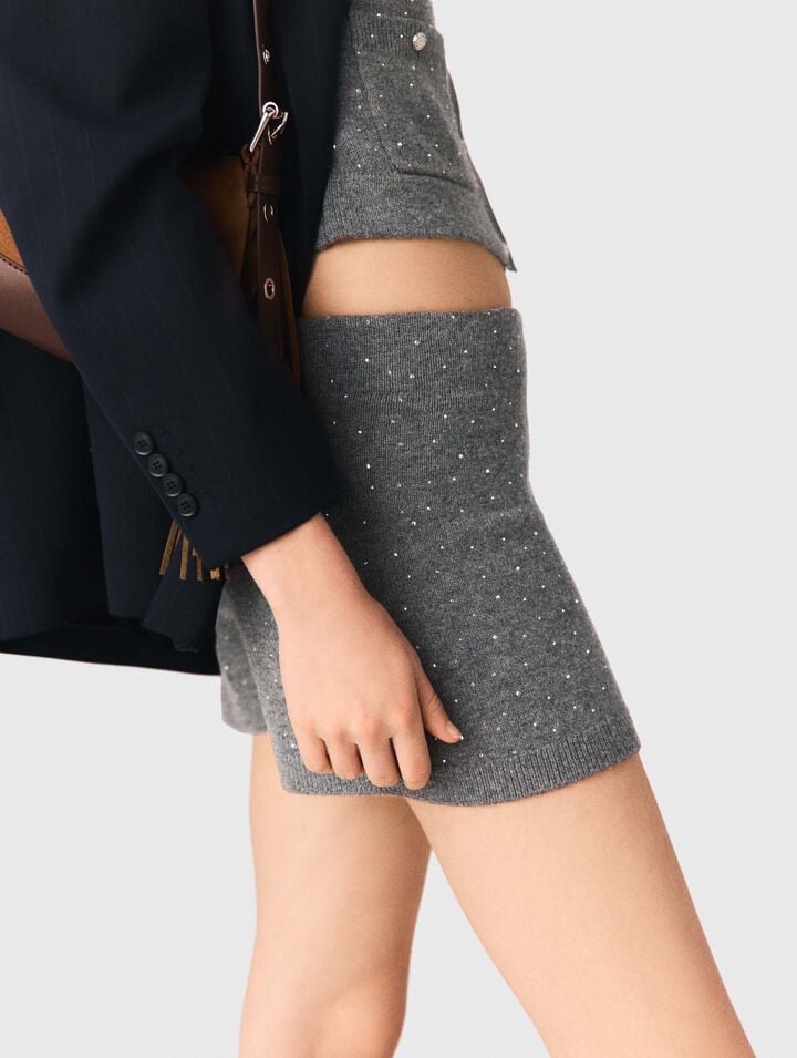 Shorts in maglia con strass