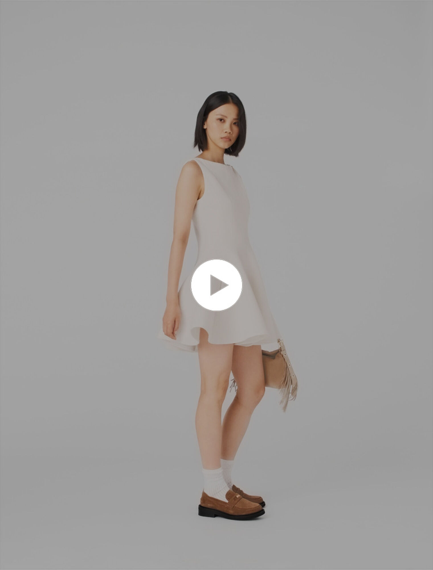 Abito corto svasato in tweed