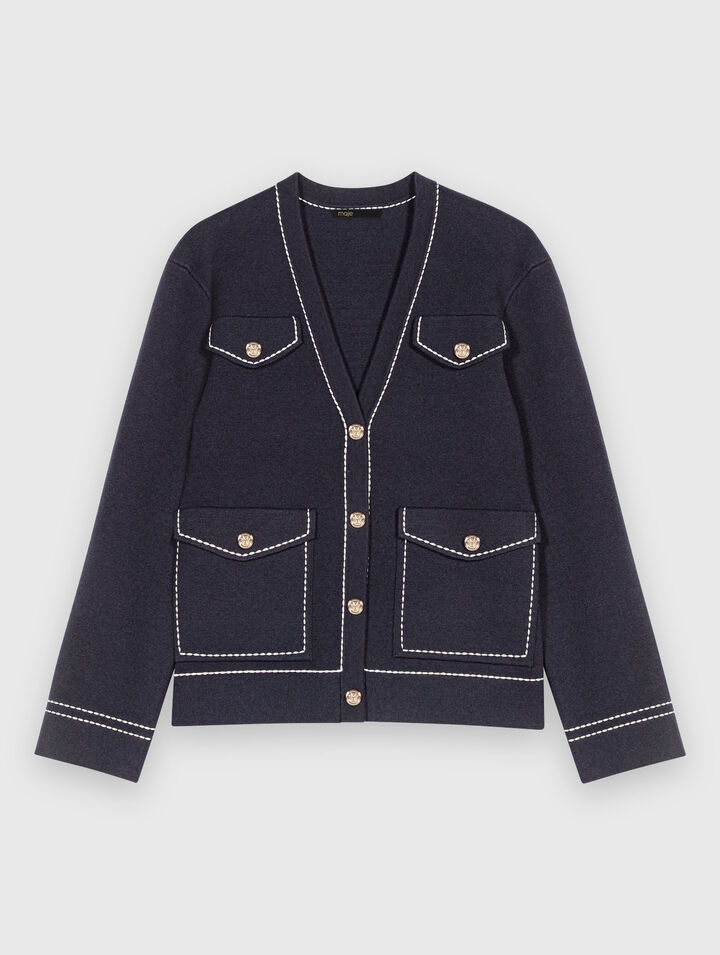 Cardigan lungo in maglia trapuntata