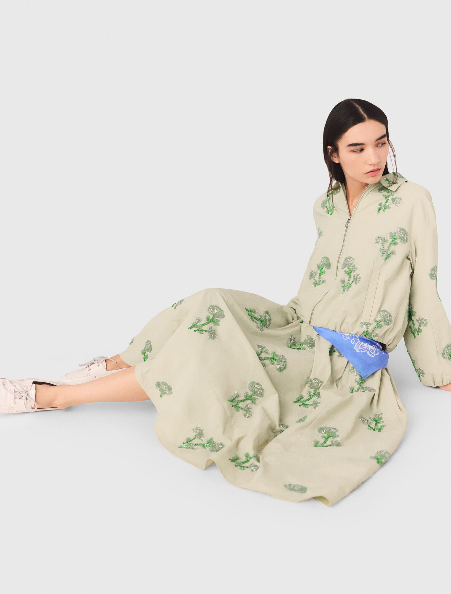 Bomber in tessuto tecnico ricamato