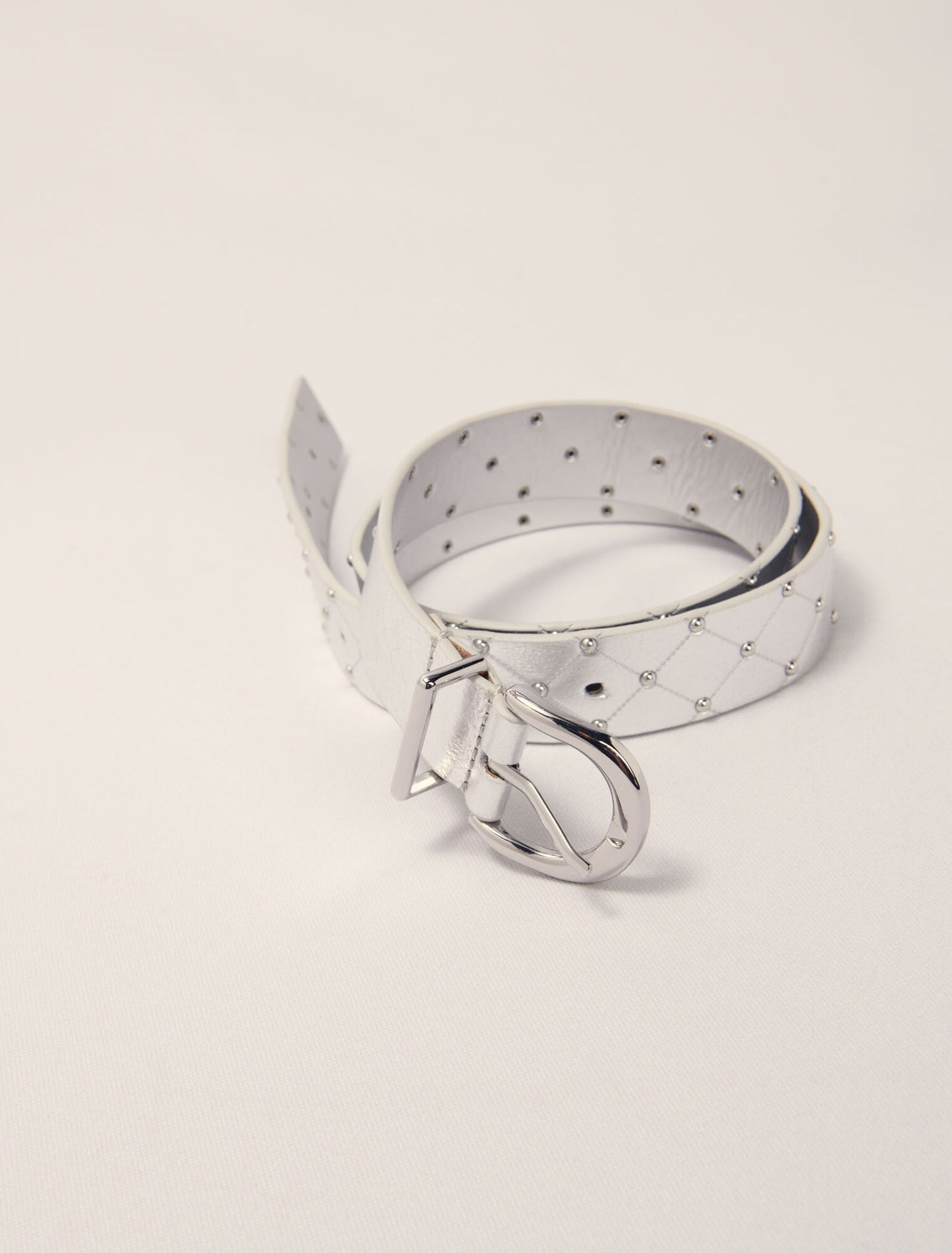 Cintura in pelle metal trapuntata
