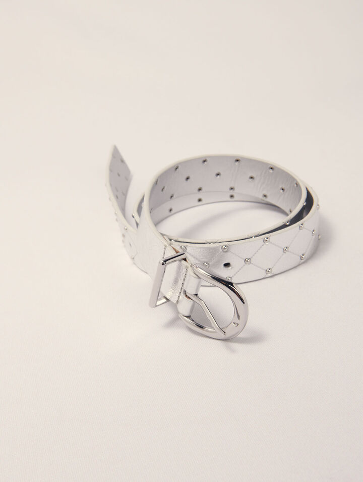 Cintura in pelle metal trapuntata