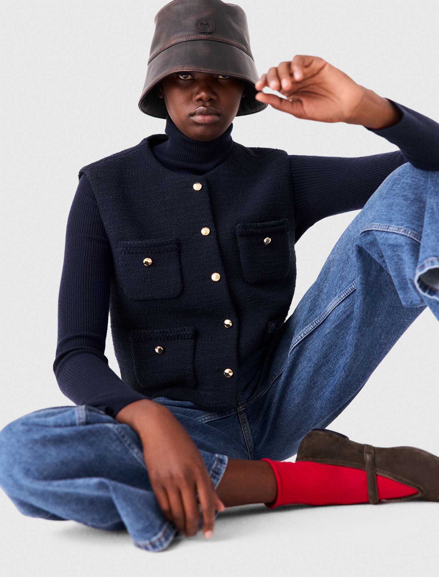 Giacca in tweed senza maniche