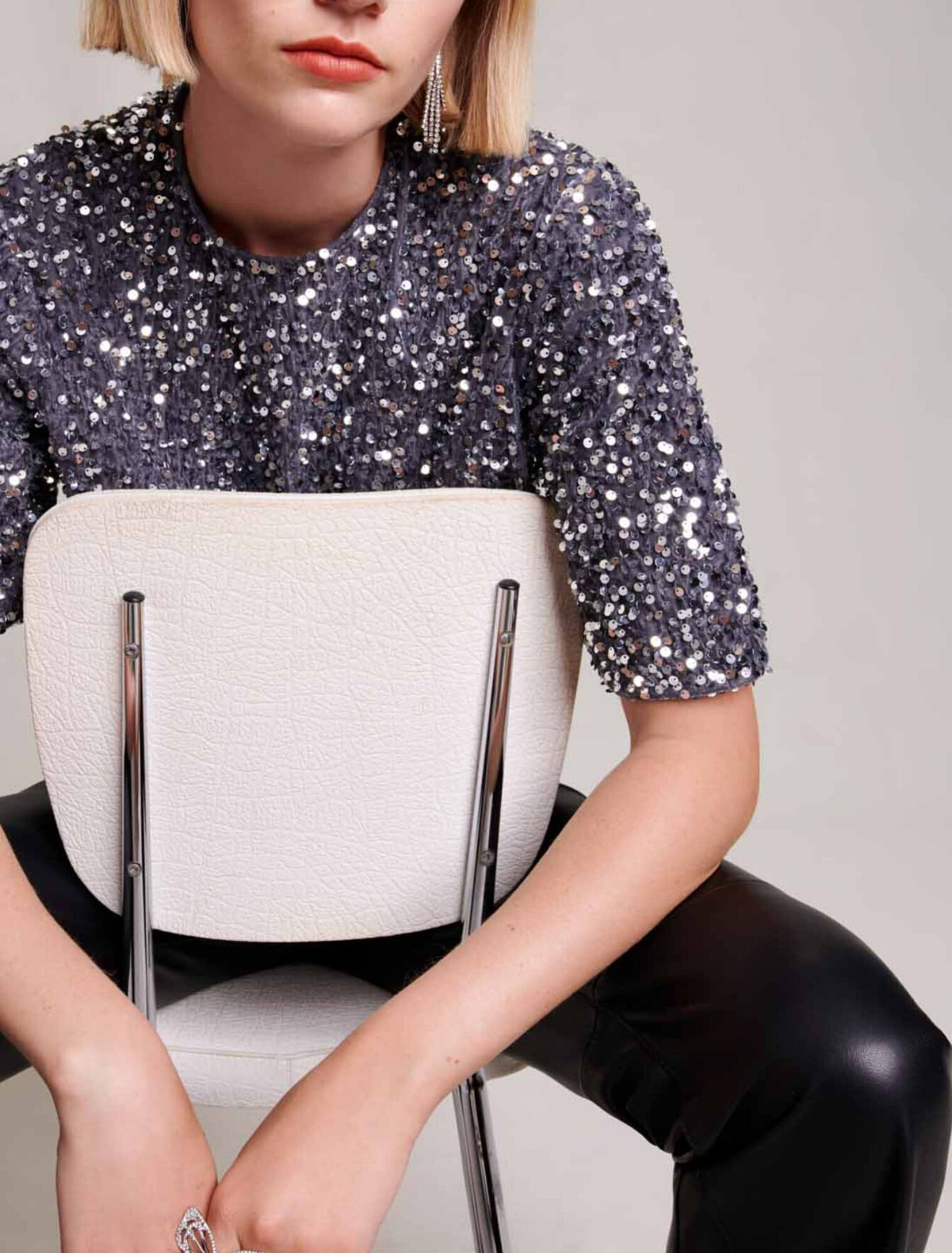Top in velluto con paillettes