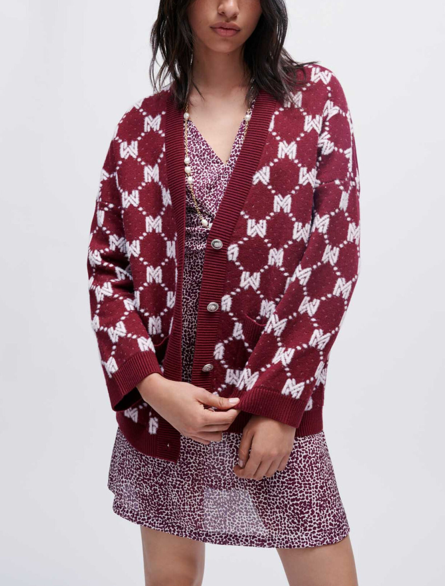 Cardigan in maglia jacquard Maje
