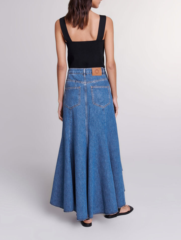 Gonna asimmetrica in denim