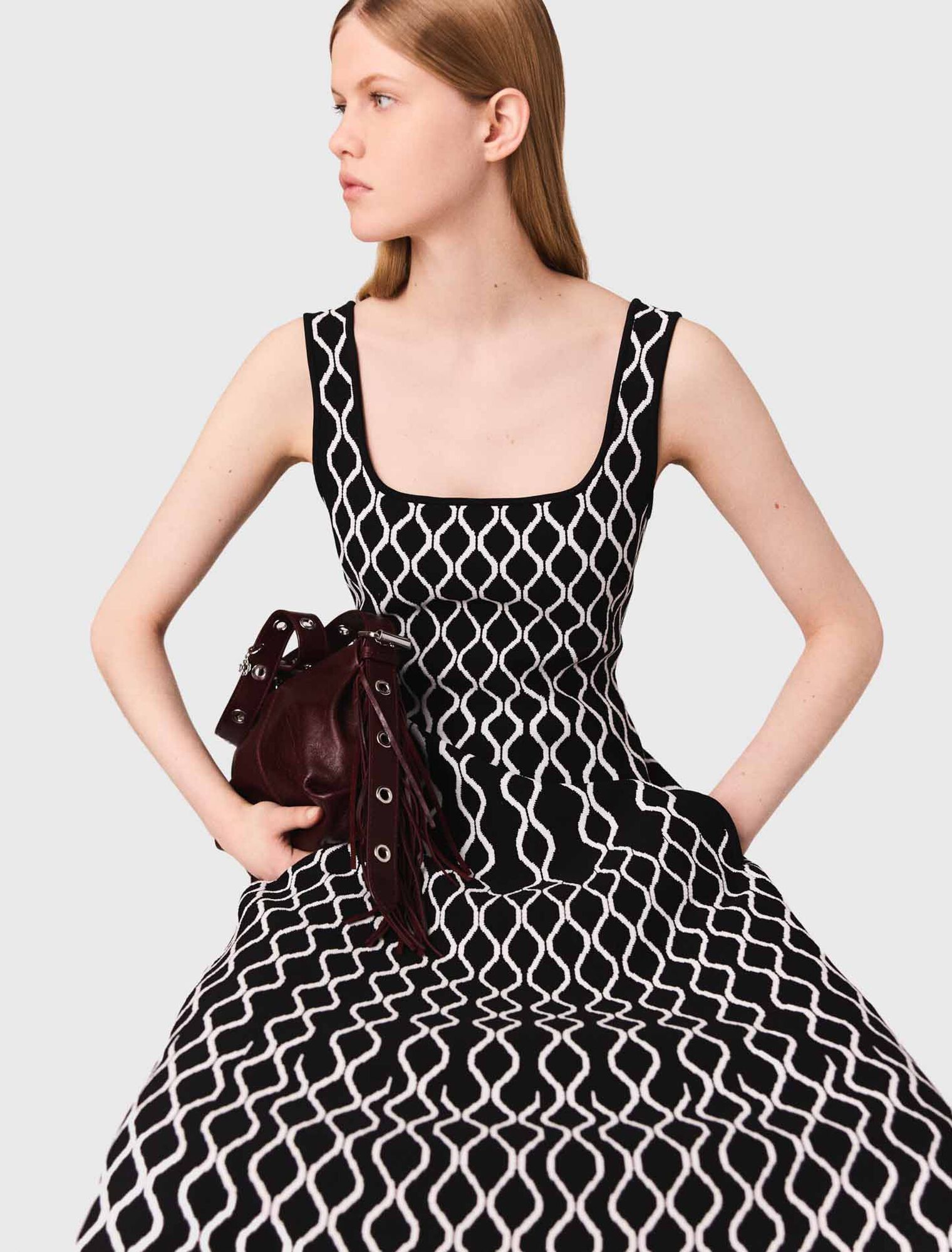 Abito midi in maglia jacquard