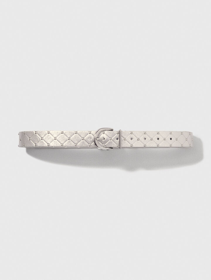 Cintura in pelle metal trapuntata