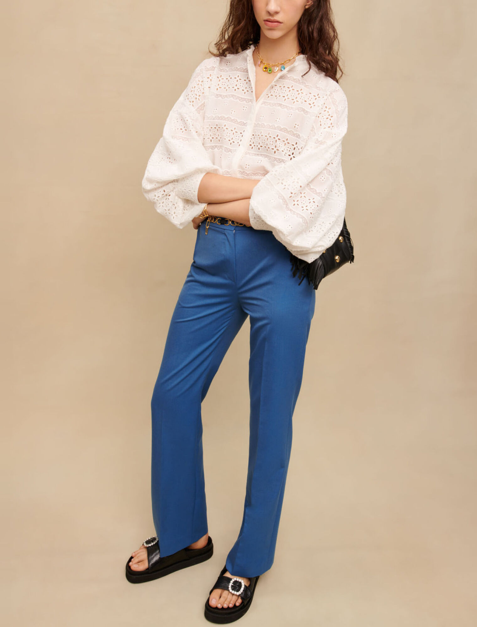 Pantaloni da abito dritti blu