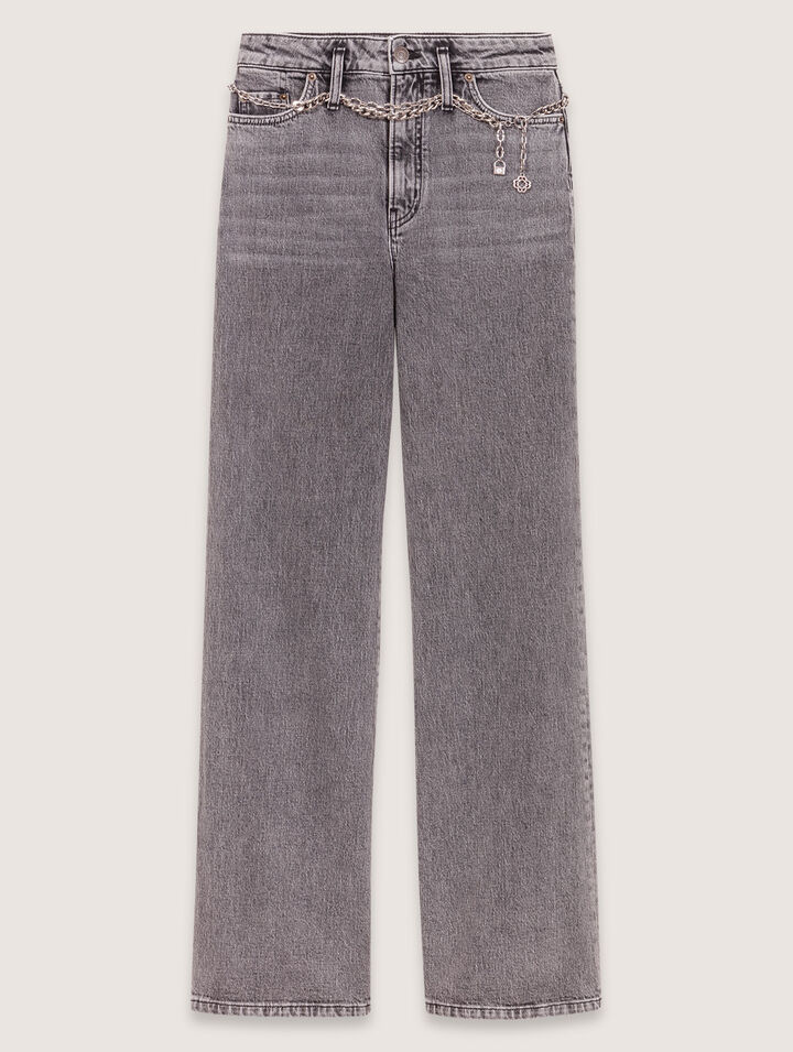 Jeans larghi e cintura a maglie