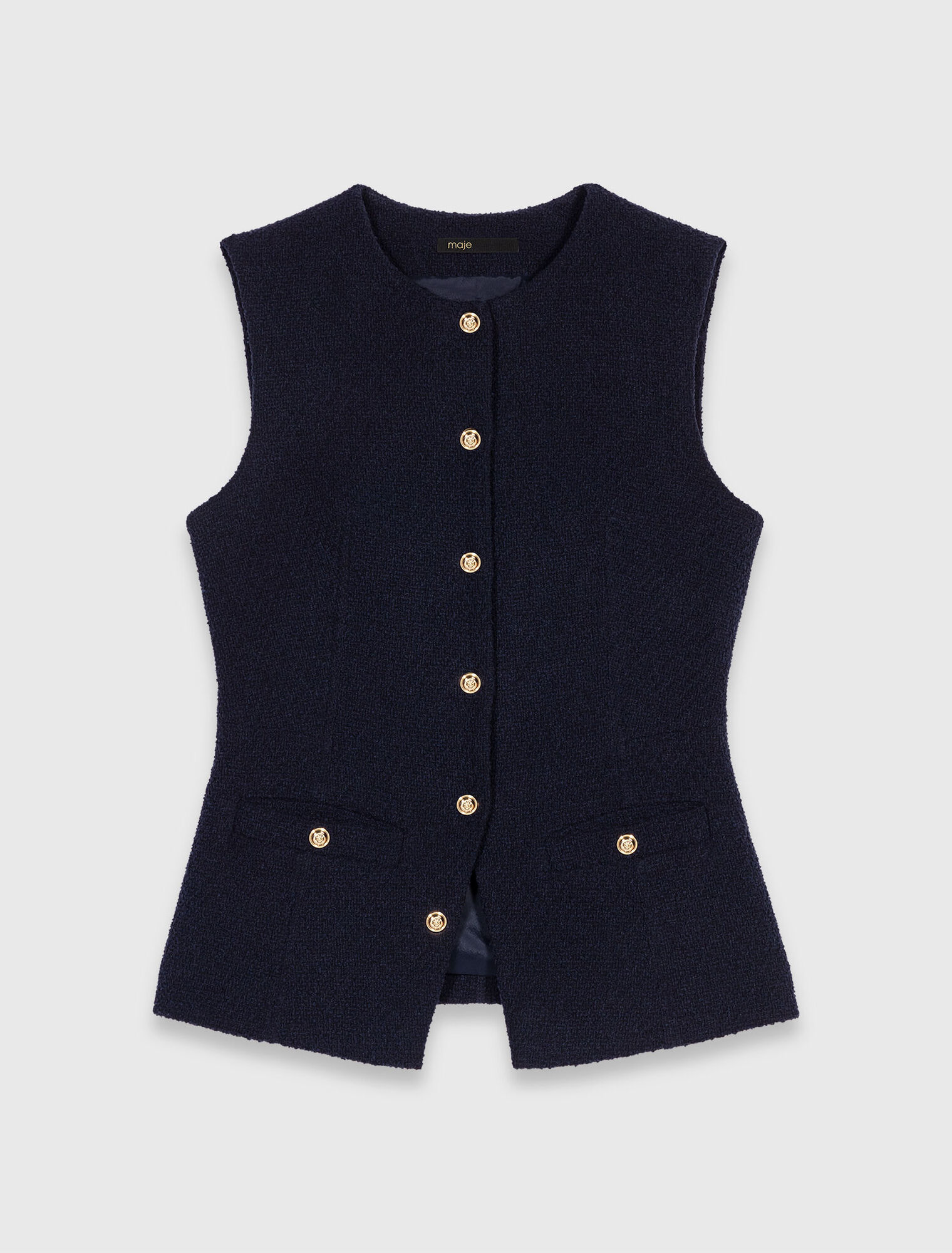 Giacca lunga in tweed senza maniche