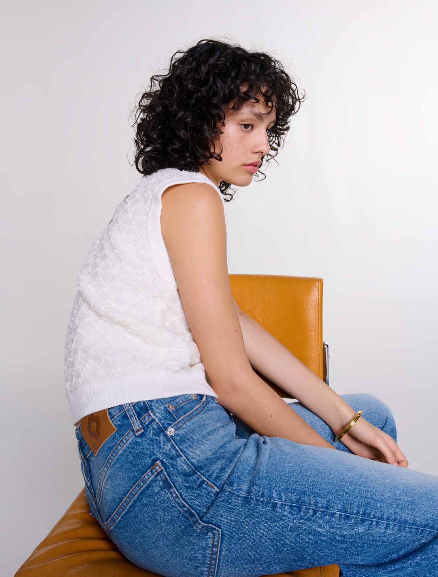 Maglione senza maniche in maglia