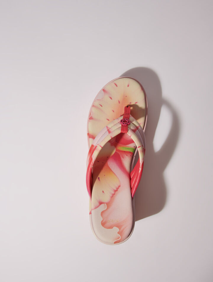Sandali con zeppa stampa floreale