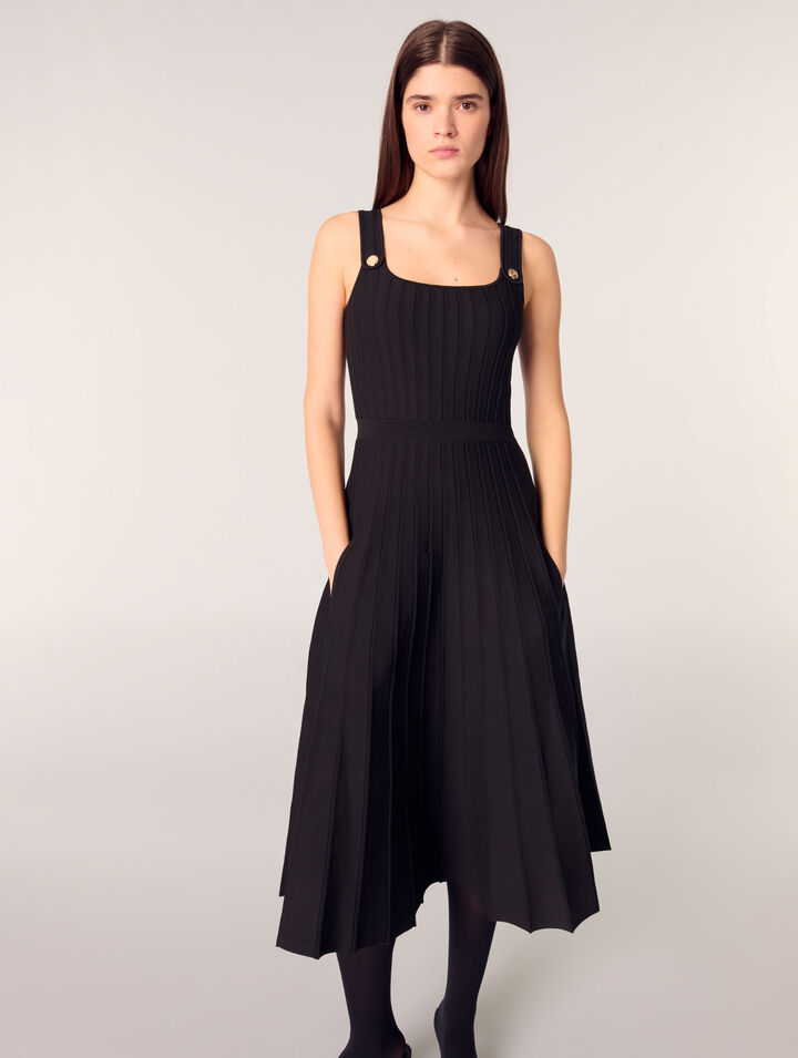 Abito midi in maglia plissettata
