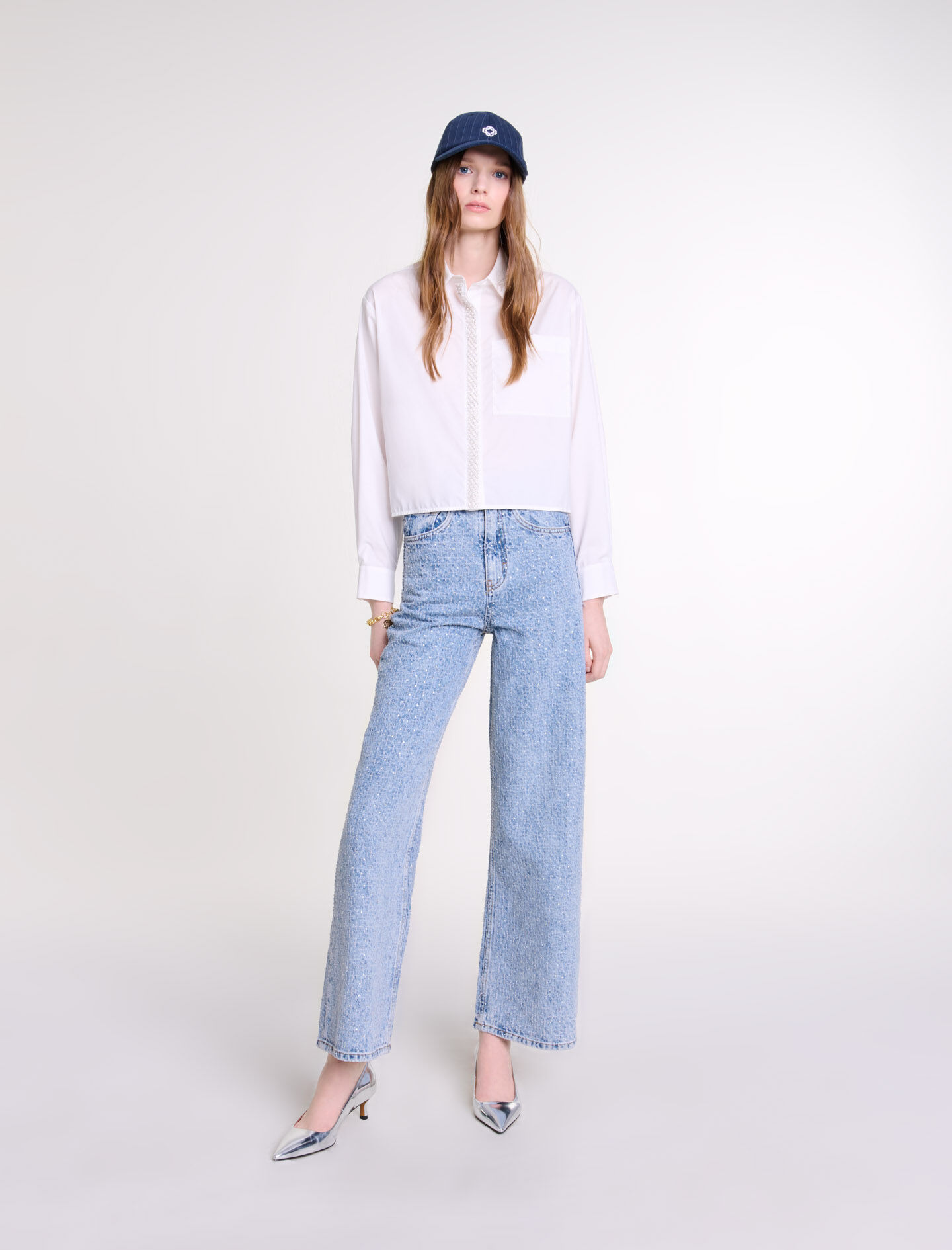 Jeans larghi e corti top