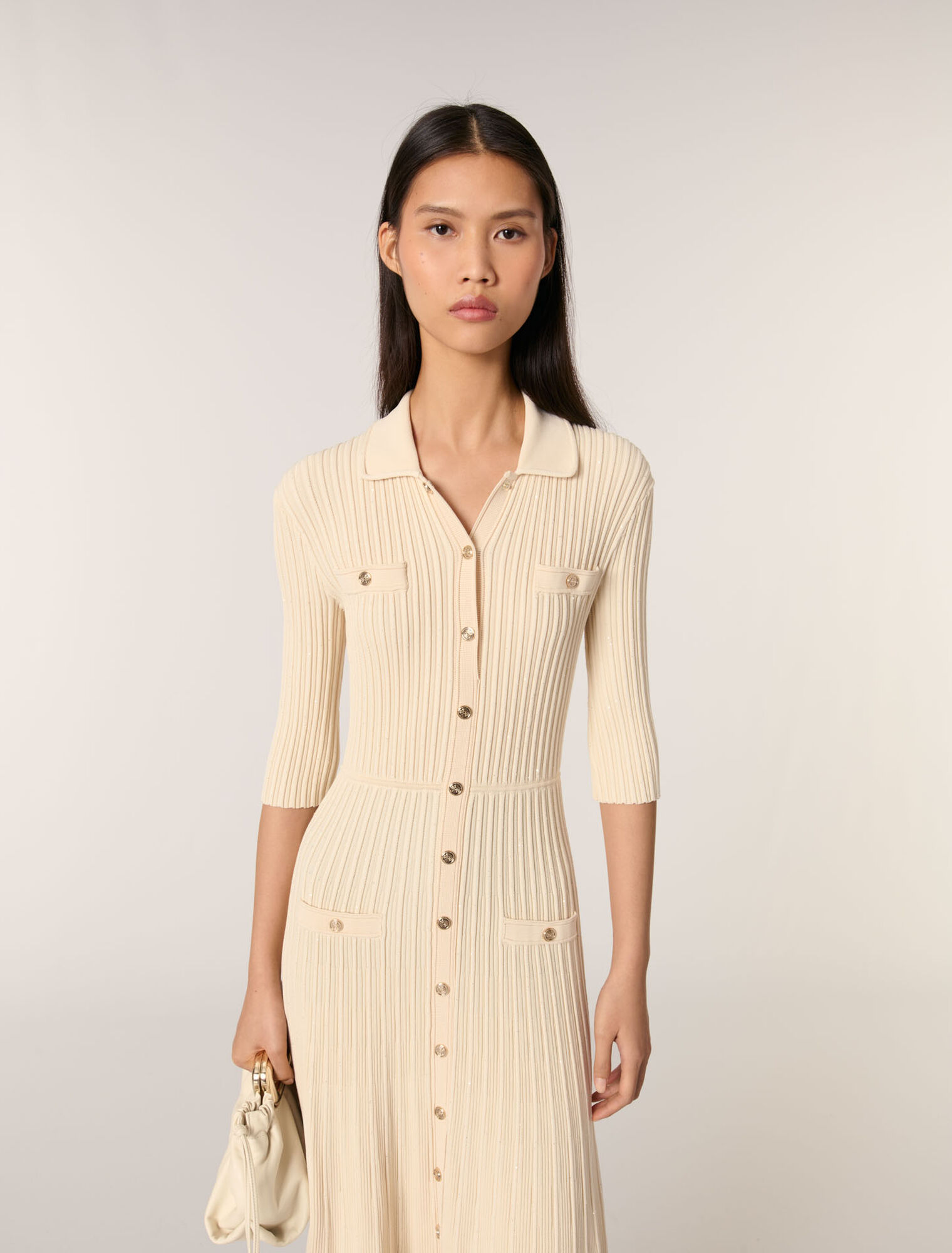 Abito midi in maglia paillettes