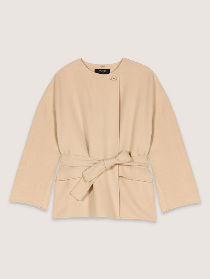 Cappotto double face con sciarpa