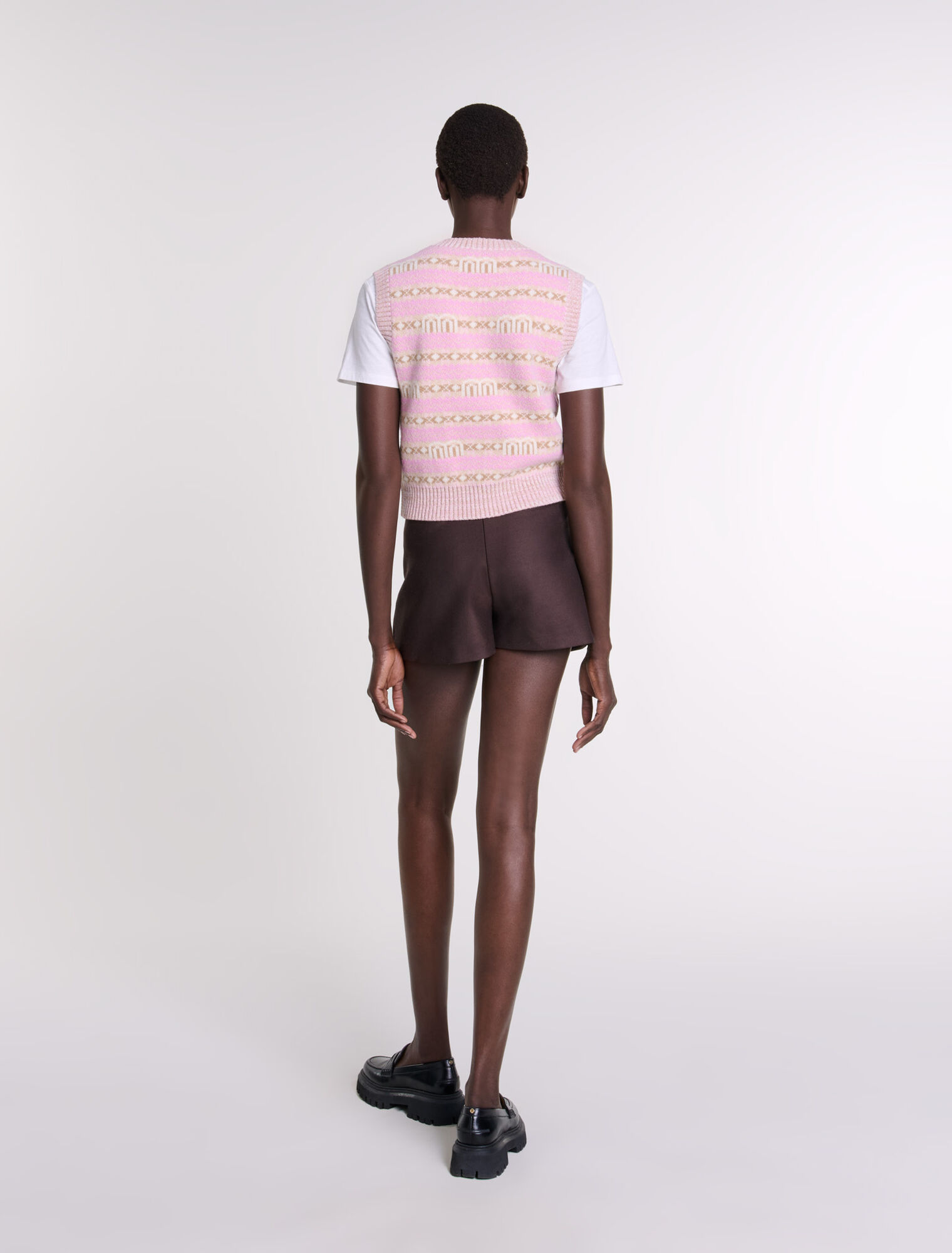 Maglia jacquard senza maniche
