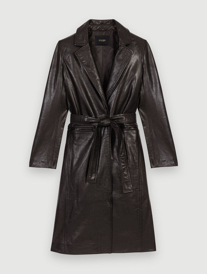 Trench in pelle nera